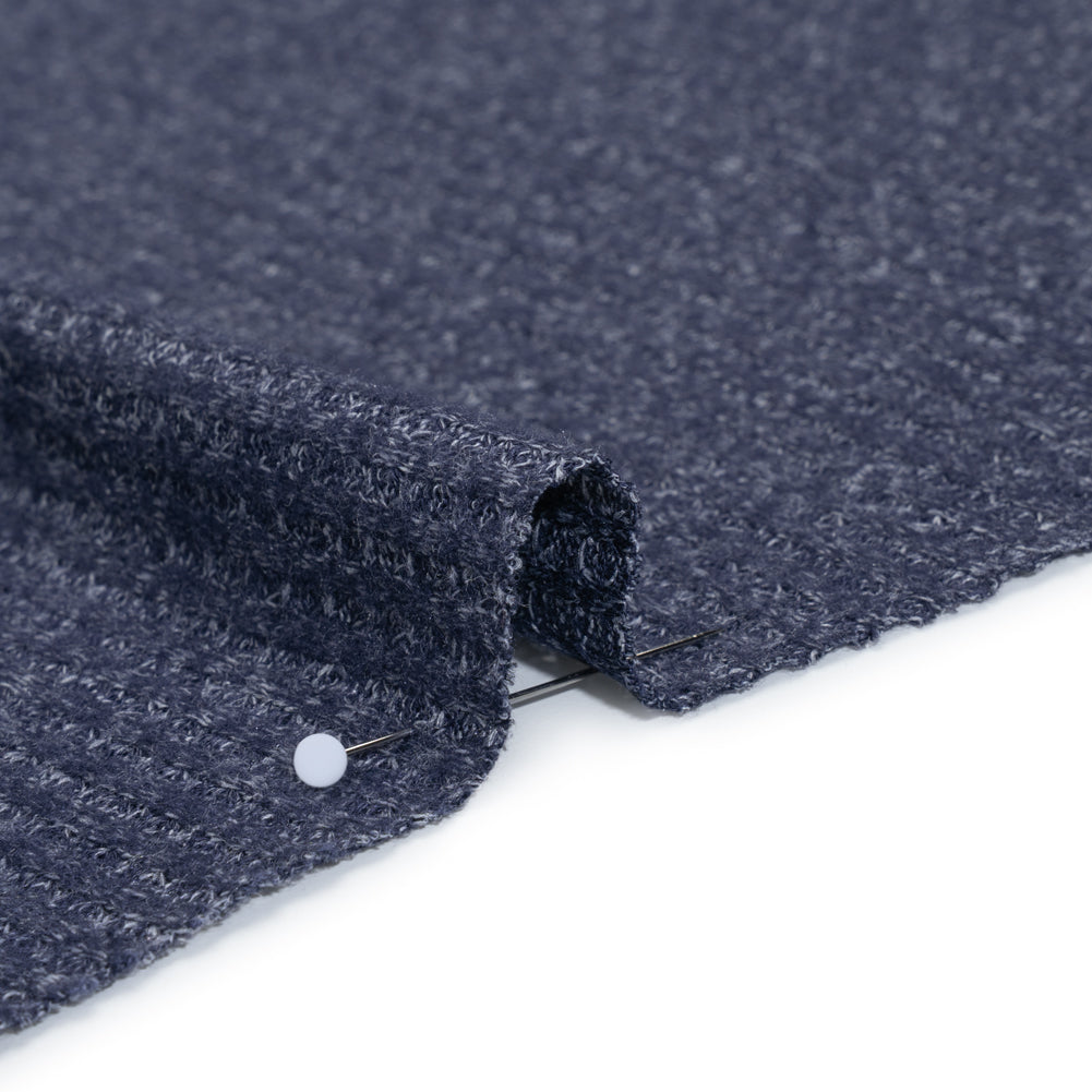 Brushed Stretch Rayon and Polyester Waffle Sweater Knit - Heathered Navy Blue - Deadstock - Detail Brushed Stretch Rayon and Polyester Waffle Sweater Knit - Heathered Navy Blue - Deadstock - Detail