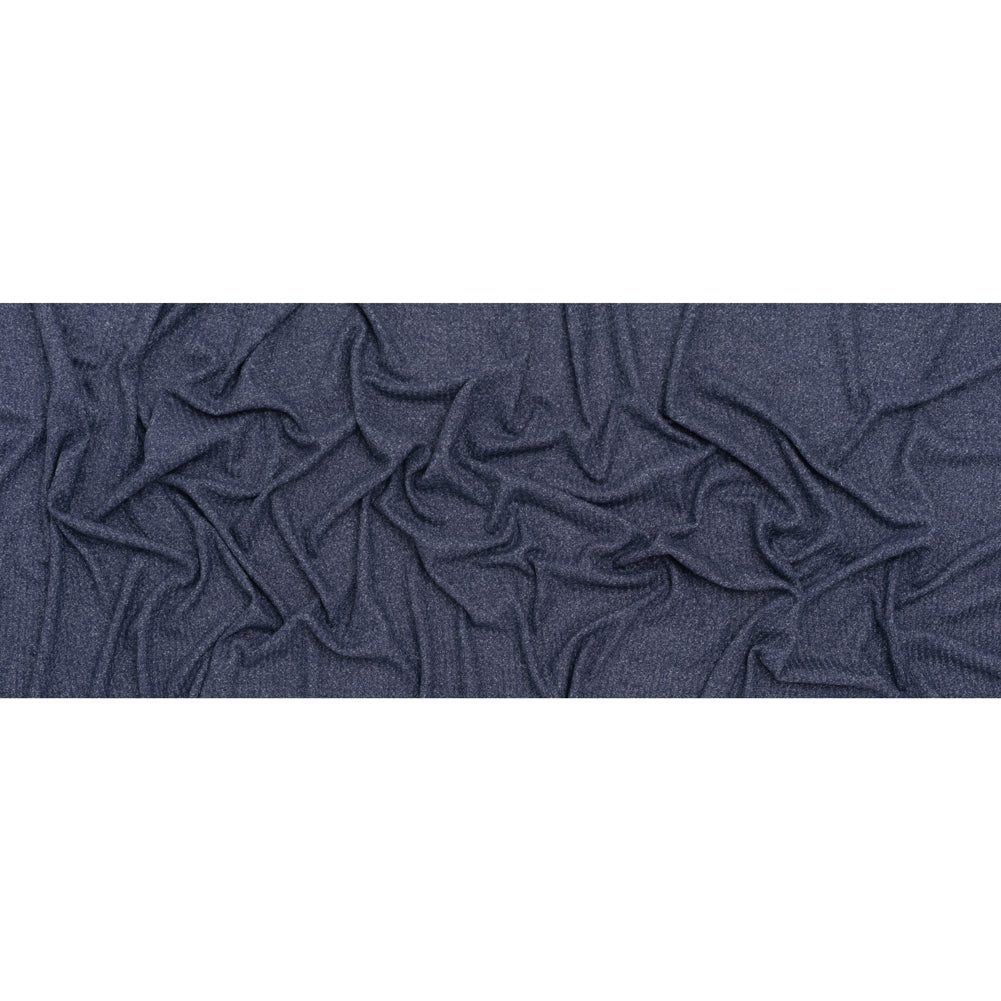 Brushed Stretch Rayon and Polyester Waffle Sweater Knit - Heathered Navy Blue - Deadstock - Full Brushed Stretch Rayon and Polyester Waffle Sweater Knit - Heathered Navy Blue - Deadstock - Full