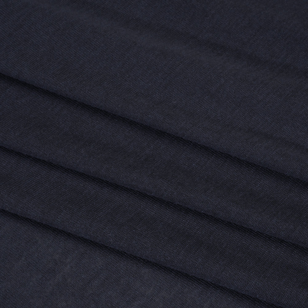 Polyester 1x1 Rib Knit - Navy Blue - Deadstock Folded Polyester 1x1 Rib Knit - Navy Blue - Deadstock Folded