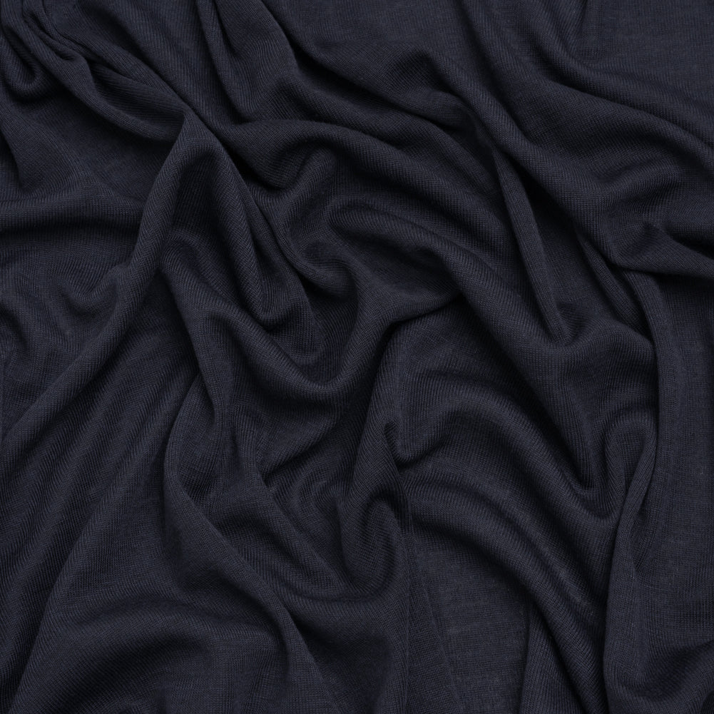 Polyester 1x1 Rib Knit - Navy Blue - Deadstock Polyester 1x1 Rib Knit - Navy Blue - Deadstock