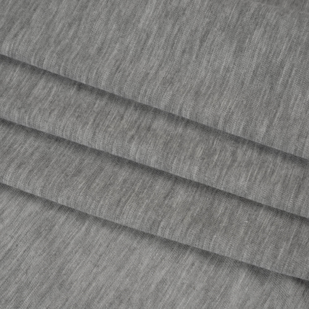 Lightweight Modal, Polyester and Cotton Jersey - Heathered Light Gray - Deadstock Lightweight Modal, Polyester and Cotton Jersey - Heathered Light Gray - Deadstock