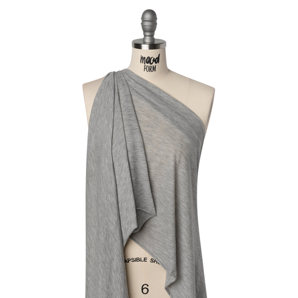 Lightweight Modal, Polyester and Cotton Jersey - Heathered Light Gray - Deadstock Lightweight Modal, Polyester and Cotton Jersey - Heathered Light Gray - Deadstock