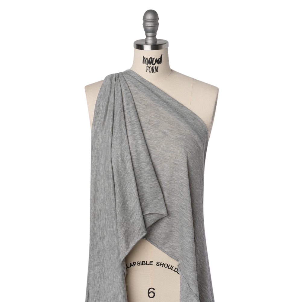 Lightweight Modal, Polyester and Cotton Jersey - Heathered Gray - Deadstock Drape Lightweight Modal, Polyester and Cotton Jersey - Heathered Gray - Deadstock Drape