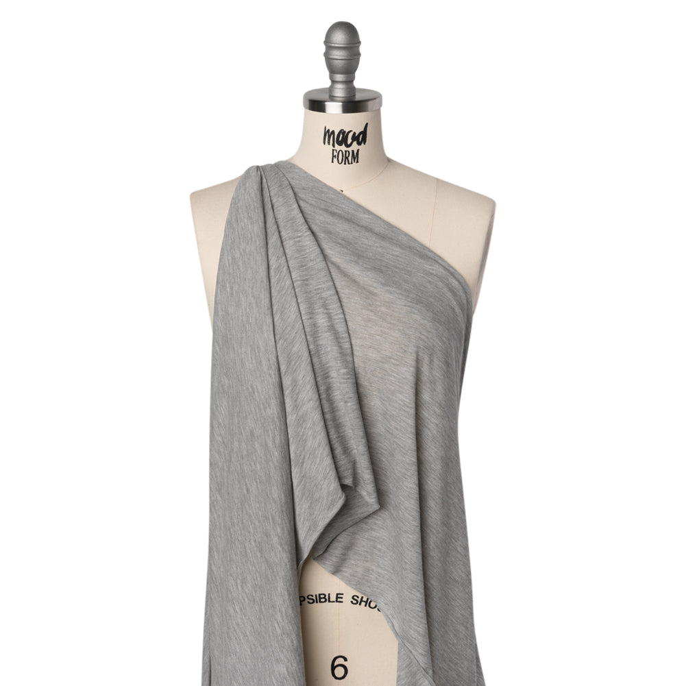 Lightweight Modal, Polyester and Cotton Jersey - Heathered Cloud Gray - Deadstock Drape Lightweight Modal, Polyester and Cotton Jersey - Heathered Cloud Gray - Deadstock Drape