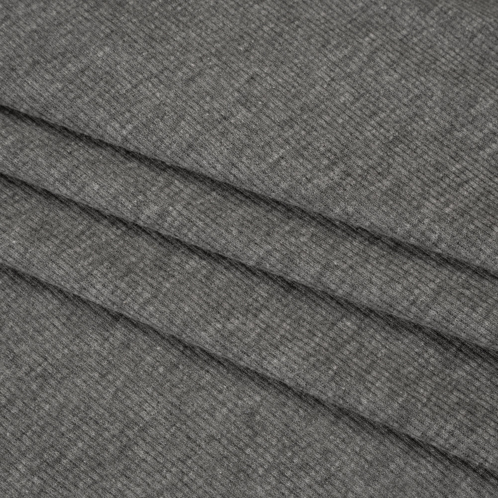 Cotton and Polyester 2x2 Rib Knit - Dark Heathered Gray - Deadstock Cotton and Polyester 2x2 Rib Knit - Dark Heathered Gray - Deadstock