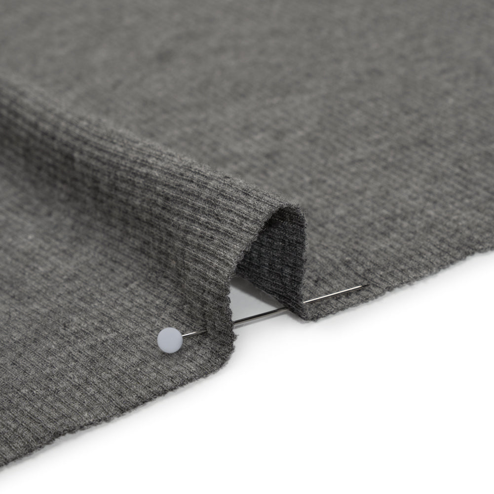 Cotton and Polyester 2x2 Rib Knit - Dark Heathered Gray - Deadstock Cotton and Polyester 2x2 Rib Knit - Dark Heathered Gray - Deadstock