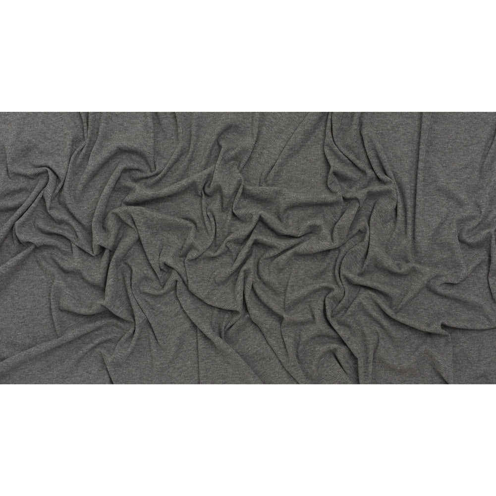 Cotton and Polyester 2x2 Rib Knit - Dark Heathered Gray - Deadstock Cotton and Polyester 2x2 Rib Knit - Dark Heathered Gray - Deadstock