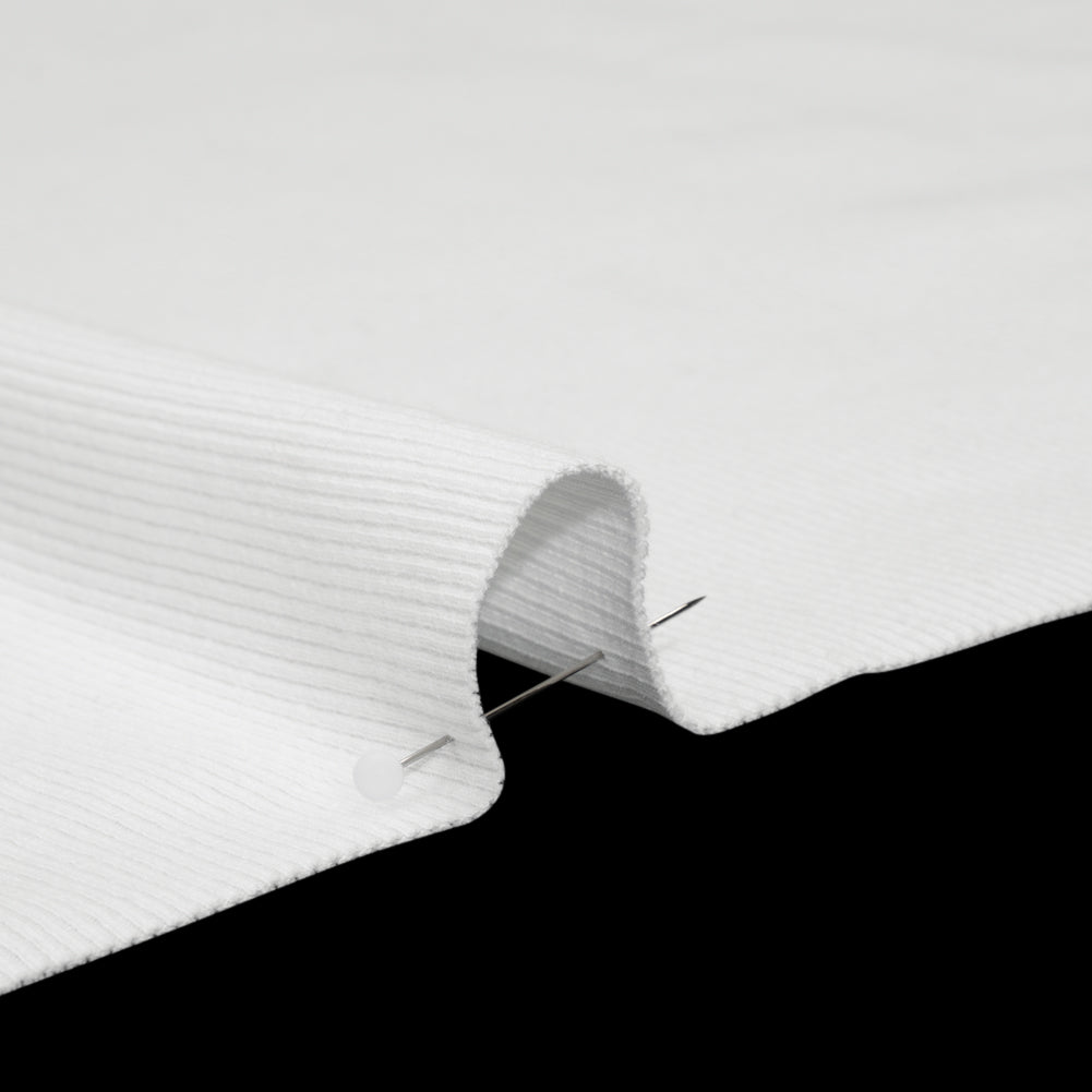 Stretch Cotton 2x2 Rib Knit - White PFD - Deadstock Stretch Cotton 2x2 Rib Knit - White PFD - Deadstock