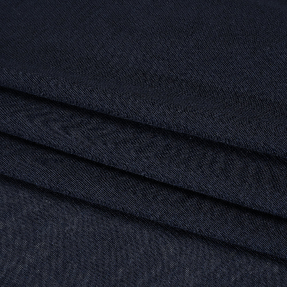 Lightweight Polyester 1x1 Rib Knit - Navy Blue - Deadstock Folded Lightweight Polyester 1x1 Rib Knit - Navy Blue - Deadstock Folded