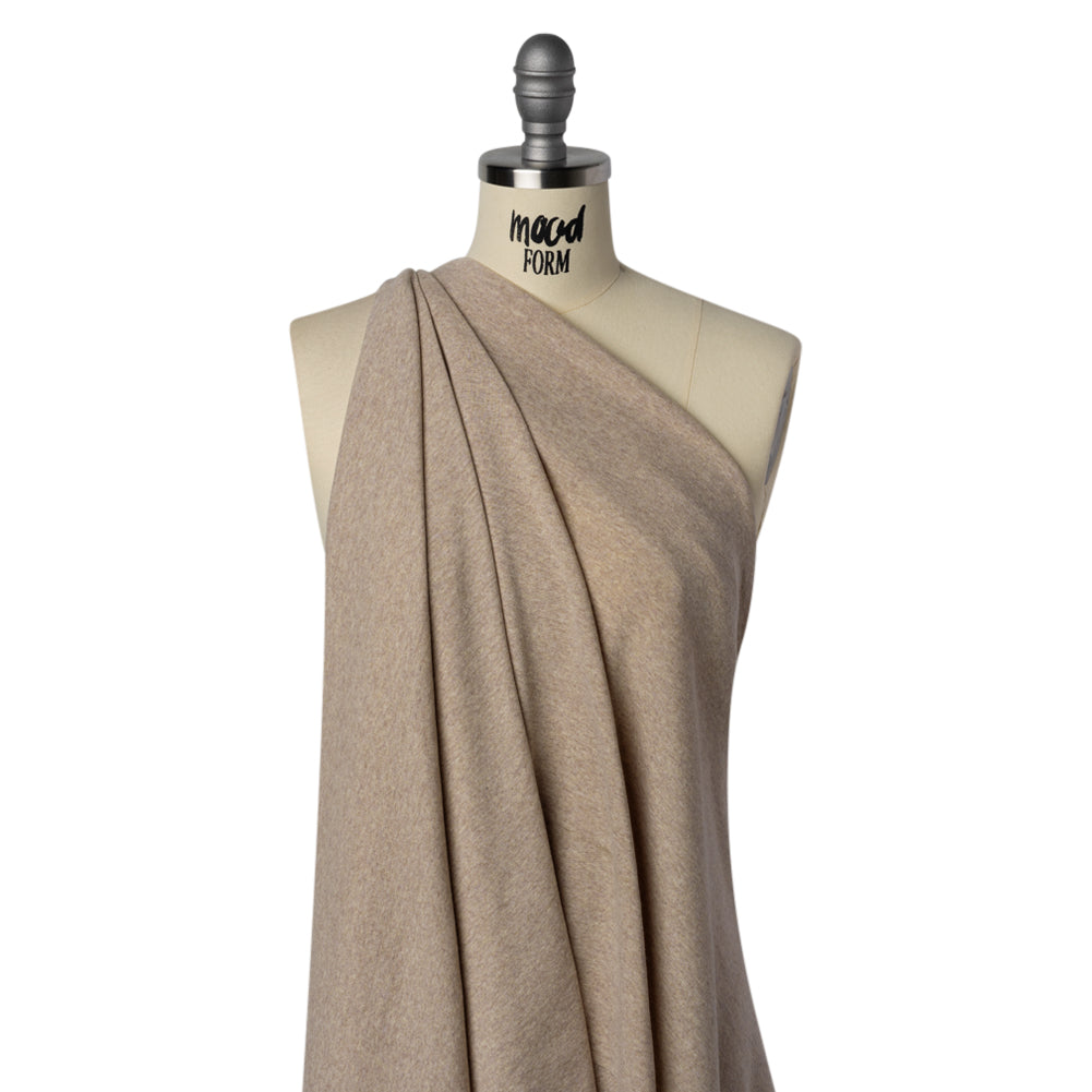 Lightweight Polyester 1x1 Rib Knit - Oatmeal - Deadstock - Drape Lightweight Polyester 1x1 Rib Knit - Oatmeal - Deadstock - Drape