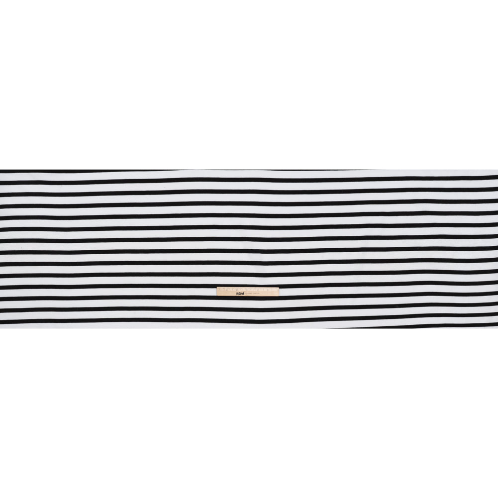 Cotton and Polyester Jersey - Black and White Stripes - Deadstock Cotton and Polyester Jersey - Black and White Stripes - Deadstock