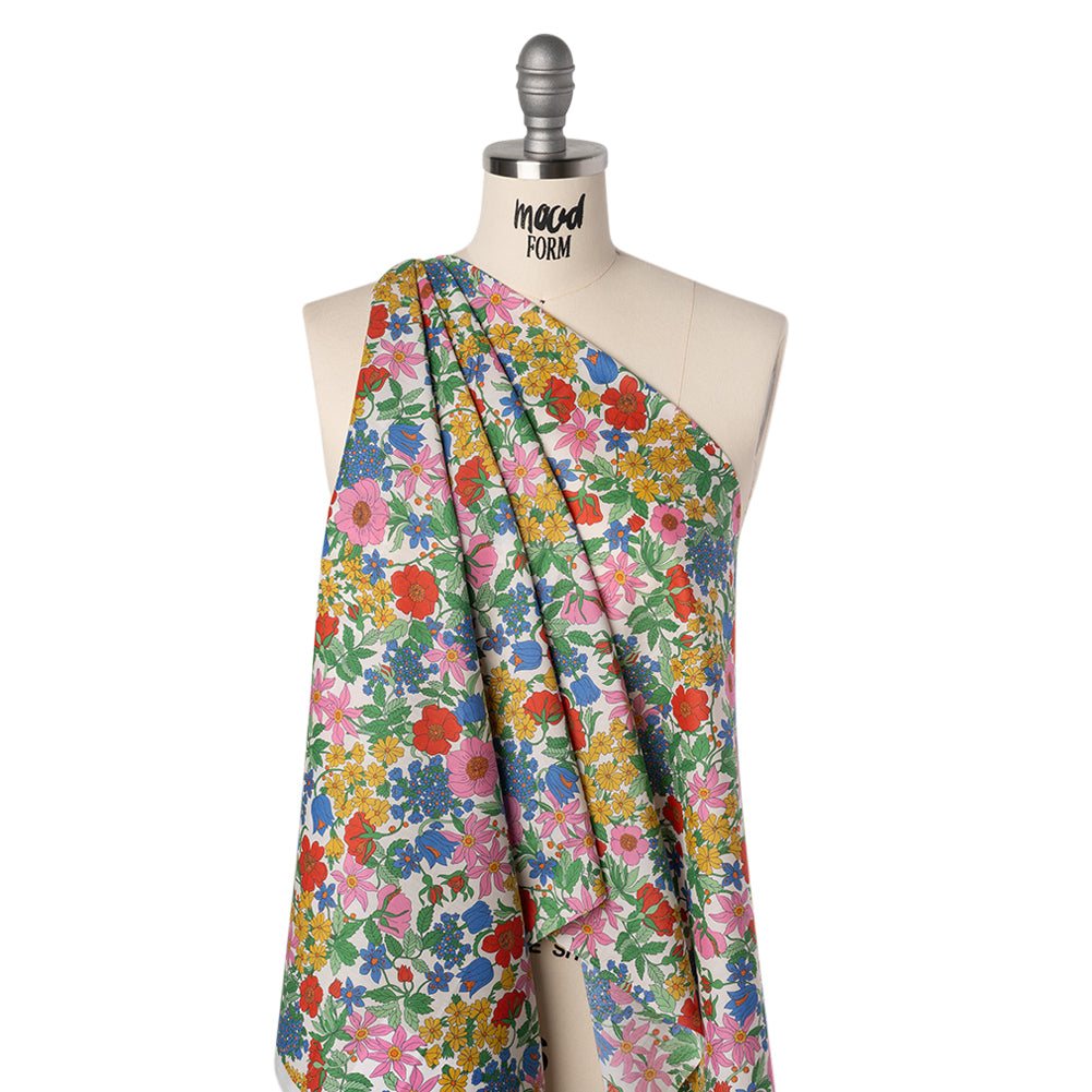 Liberty Fabrics Tana Lawn® - Clarabell Multi Bright - Red, Blue and Yellow Floral Folded Liberty Fabrics Tana Lawn® - Clarabell Multi Bright - Red, Blue and Yellow Floral Folded