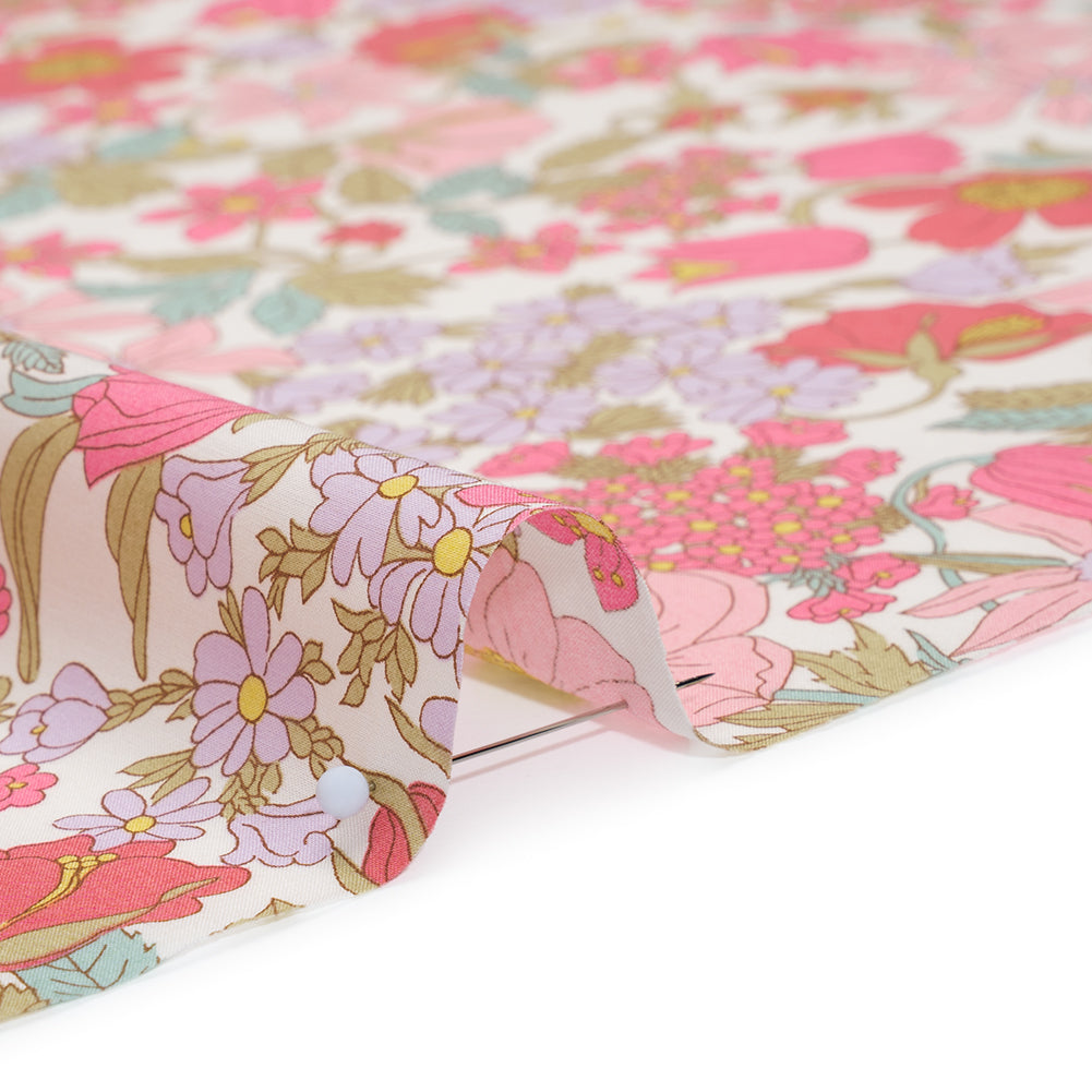 Liberty Fabrics Tana Lawn® - Clarabell Pink - Light Pink, Olive Green and Pale Purple Floral - Full - Image 4 of 6 Liberty Fabrics Tana Lawn® - Clarabell Pink - Light Pink, Olive Green and Pale Purple Floral - Full - Image 4 of 6