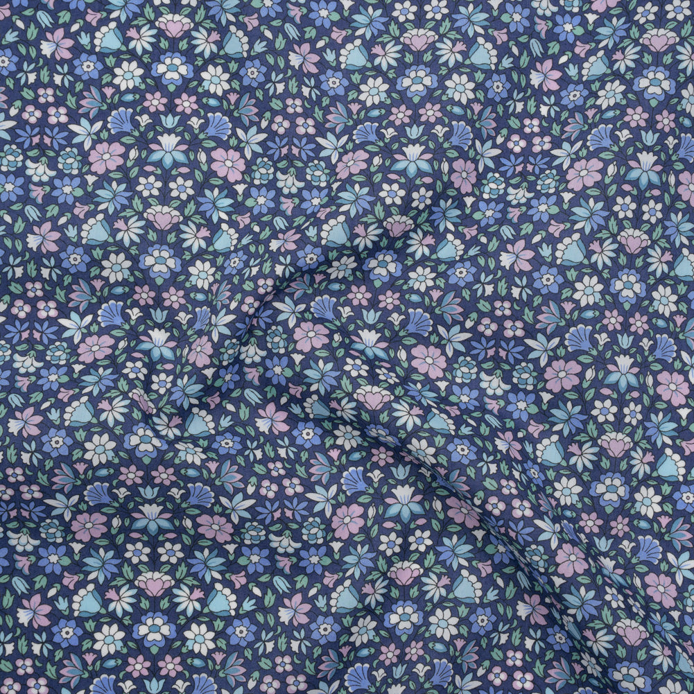 Liberty Fabrics Tana Lawn® - Meera Blue - Blue, Mint and White Simple Floral Drape Liberty Fabrics Tana Lawn® - Meera Blue - Blue, Mint and White Simple Floral Drape
