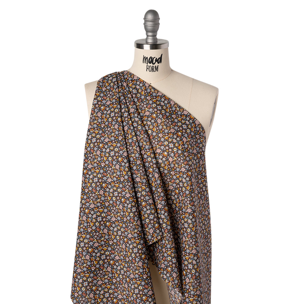 Liberty Fabrics Tana Lawn® - Meera Multi Pastel - Golden Yellow, Light Blue and Brown Simple Floral Folded Liberty Fabrics Tana Lawn® - Meera Multi Pastel - Golden Yellow, Light Blue and Brown Simple Floral Folded