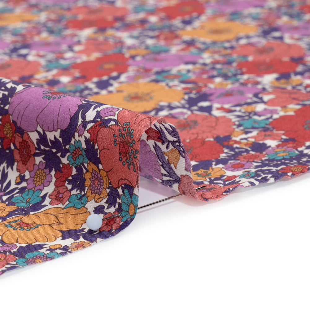 Liberty Fabrics Tana Lawn® - Meadow Song Purple - Golden Yellow, Red and Purple Flower Field - Full Liberty Fabrics Tana Lawn® - Meadow Song Purple - Golden Yellow, Red and Purple Flower Field - Full