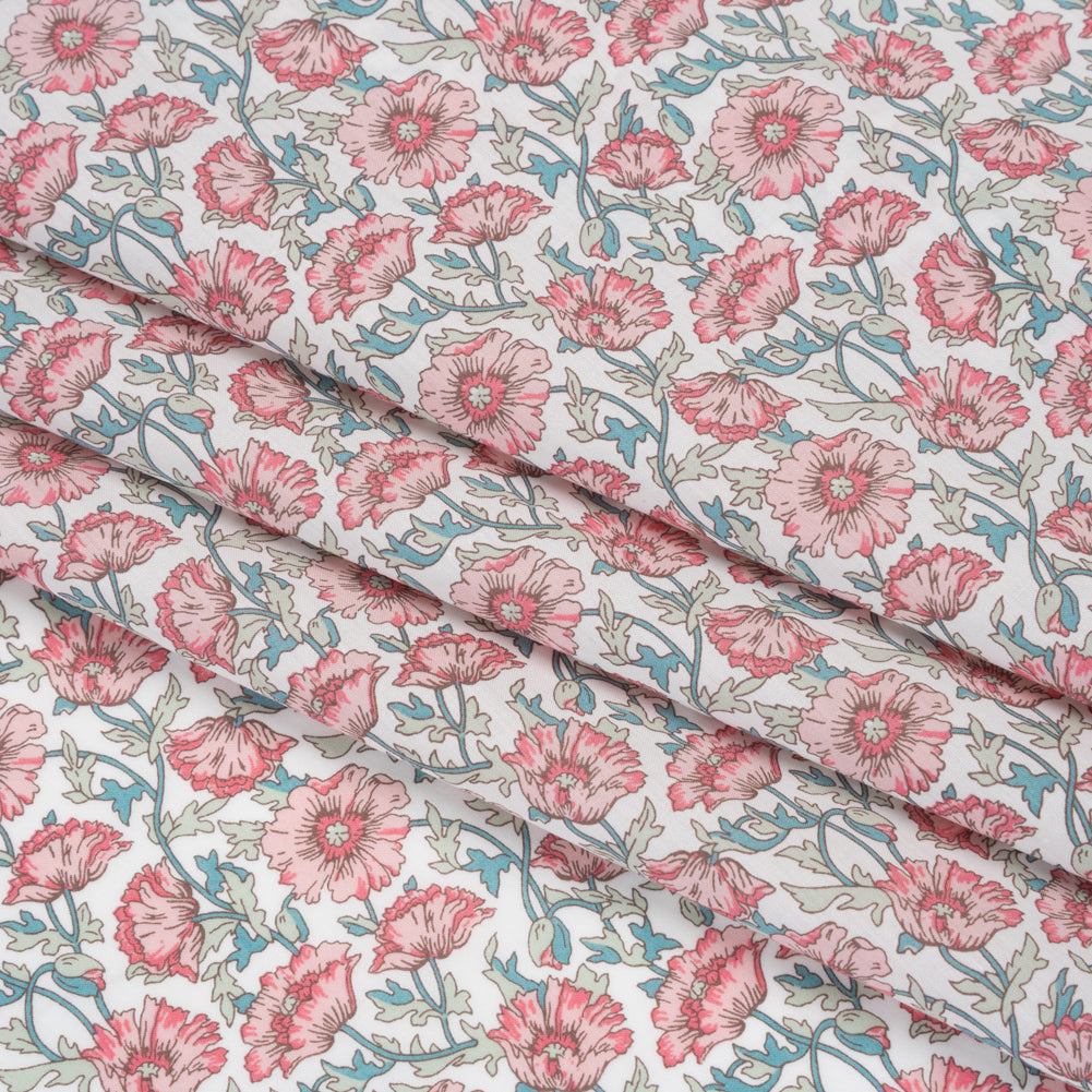 Liberty Fabrics Tana Lawn® - Astell Reece Pink - Baby Pink and Light Green Flower Vines - Detail Liberty Fabrics Tana Lawn® - Astell Reece Pink - Baby Pink and Light Green Flower Vines - Detail