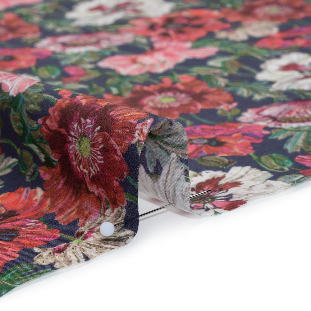 Liberty Fabrics Tana Lawn® - Poppy Amelie Dark Blue - Red, Green and Navy Poppy Flower Field Liberty Fabrics Tana Lawn® - Poppy Amelie Dark Blue - Red, Green and Navy Poppy Flower Field