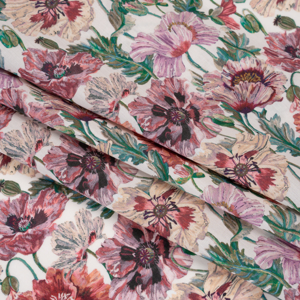 Liberty Fabrics Tana Lawn® - Poppy Amelie Pink - Red, Pink and Green Poppy Flower Field Detail Liberty Fabrics Tana Lawn® - Poppy Amelie Pink - Red, Pink and Green Poppy Flower Field Detail