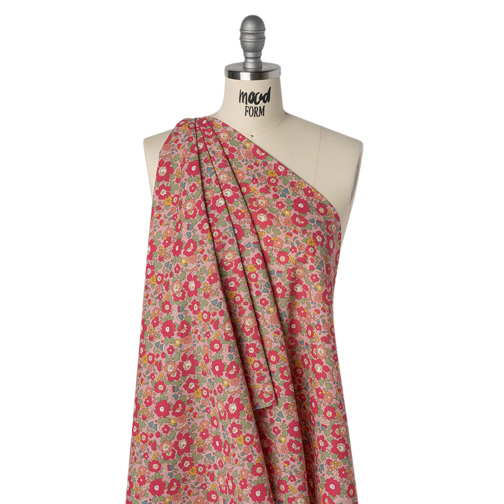 Liberty Fabrics Tana Lawn® - Betsy Meadow Pink - Baby Pink, Bright Pink and Green Illustrated Floral Liberty Fabrics Tana Lawn® - Betsy Meadow Pink - Baby Pink, Bright Pink and Green Illustrated Floral