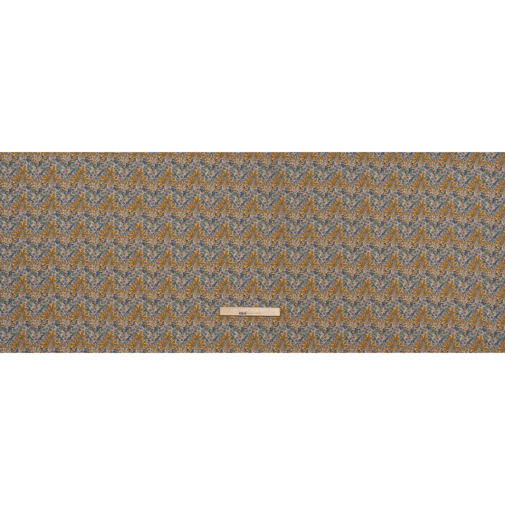 Liberty Fabrics Tana Lawn® - Aubrey Forest Yellow - Yellow and Blue Leafy Floral Chevrons Liberty Fabrics Tana Lawn® - Aubrey Forest Yellow - Yellow and Blue Leafy Floral Chevrons