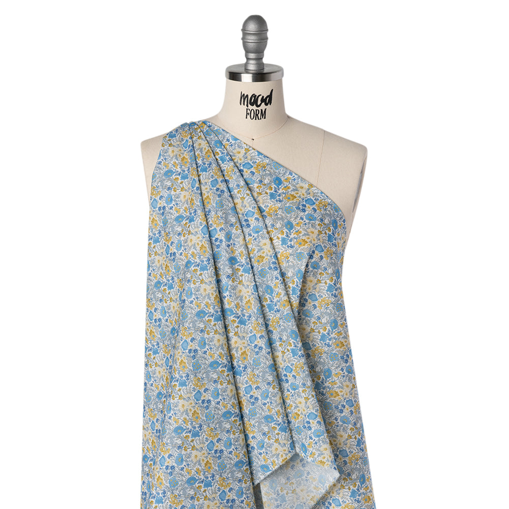Liberty Fabrics Tana Lawn® - Florence May Blue - Yellow, Blue and White Wildflower Field - Folded Liberty Fabrics Tana Lawn® - Florence May Blue - Yellow, Blue and White Wildflower Field - Folded