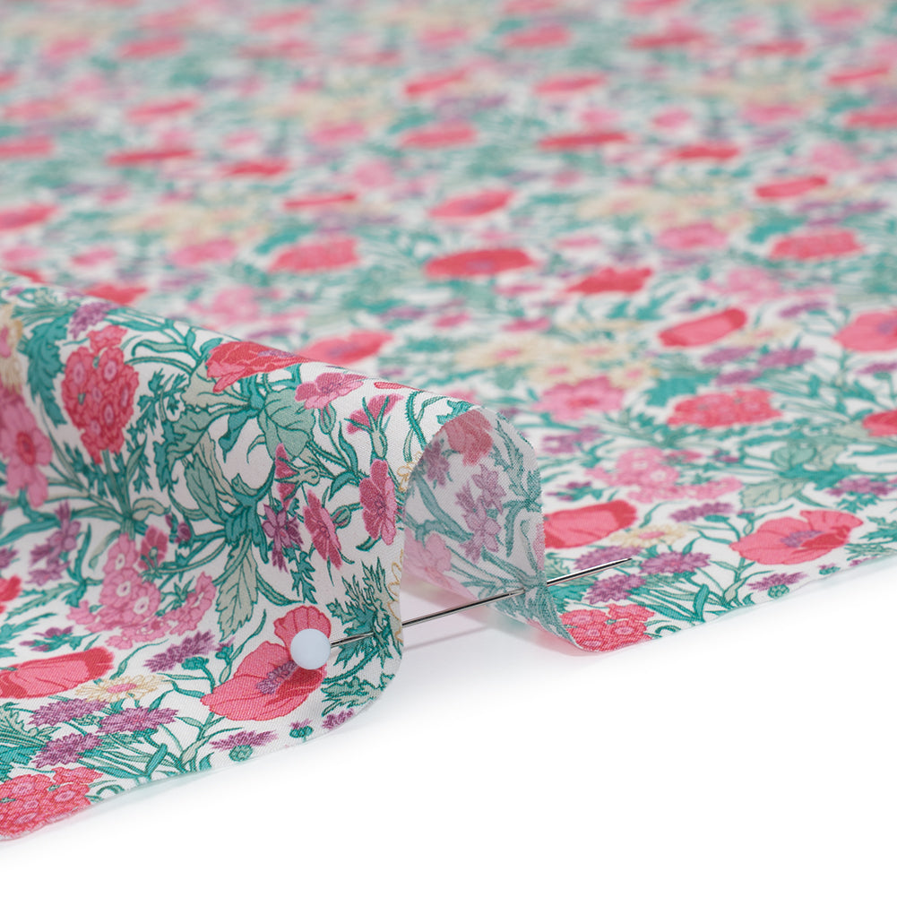 Liberty Fabrics Tana Lawn® - Florence May Pink - Green, Pink and Yellow Wildflower Field Full Liberty Fabrics Tana Lawn® - Florence May Pink - Green, Pink and Yellow Wildflower Field Full