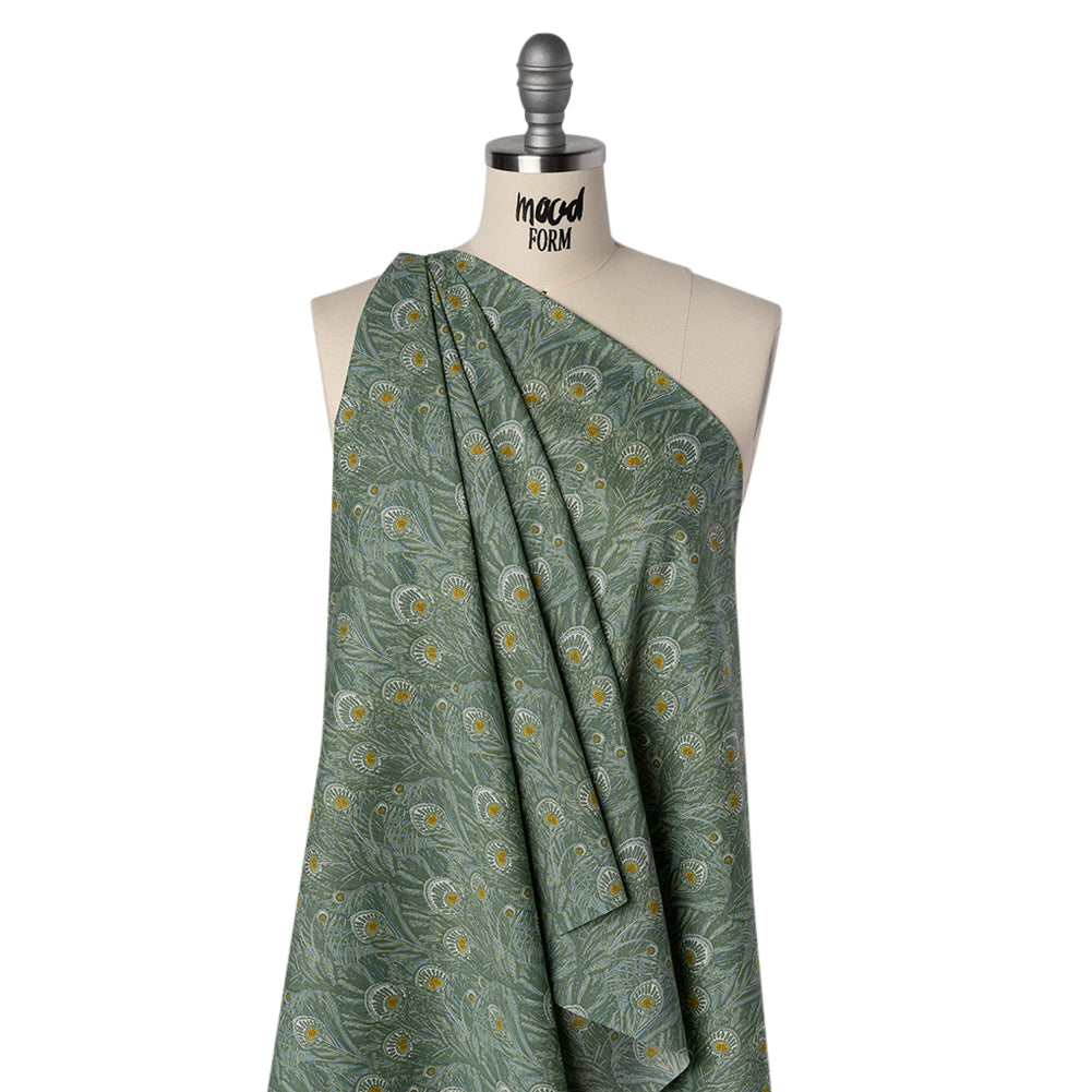 Liberty Fabrics Tana Lawn® - Queen Hera Green - Basil Green and Golden Yellow Field of Feathers Liberty Fabrics Tana Lawn® - Queen Hera Green - Basil Green and Golden Yellow Field of Feathers