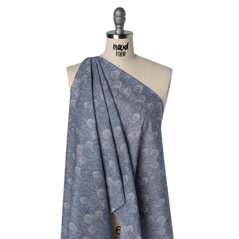 Liberty Fabrics Tana Lawn® - Queen Hera Multi Neutral - Gray and Blue Field of Feathers Liberty Fabrics Tana Lawn® - Queen Hera Multi Neutral - Gray and Blue Field of Feathers