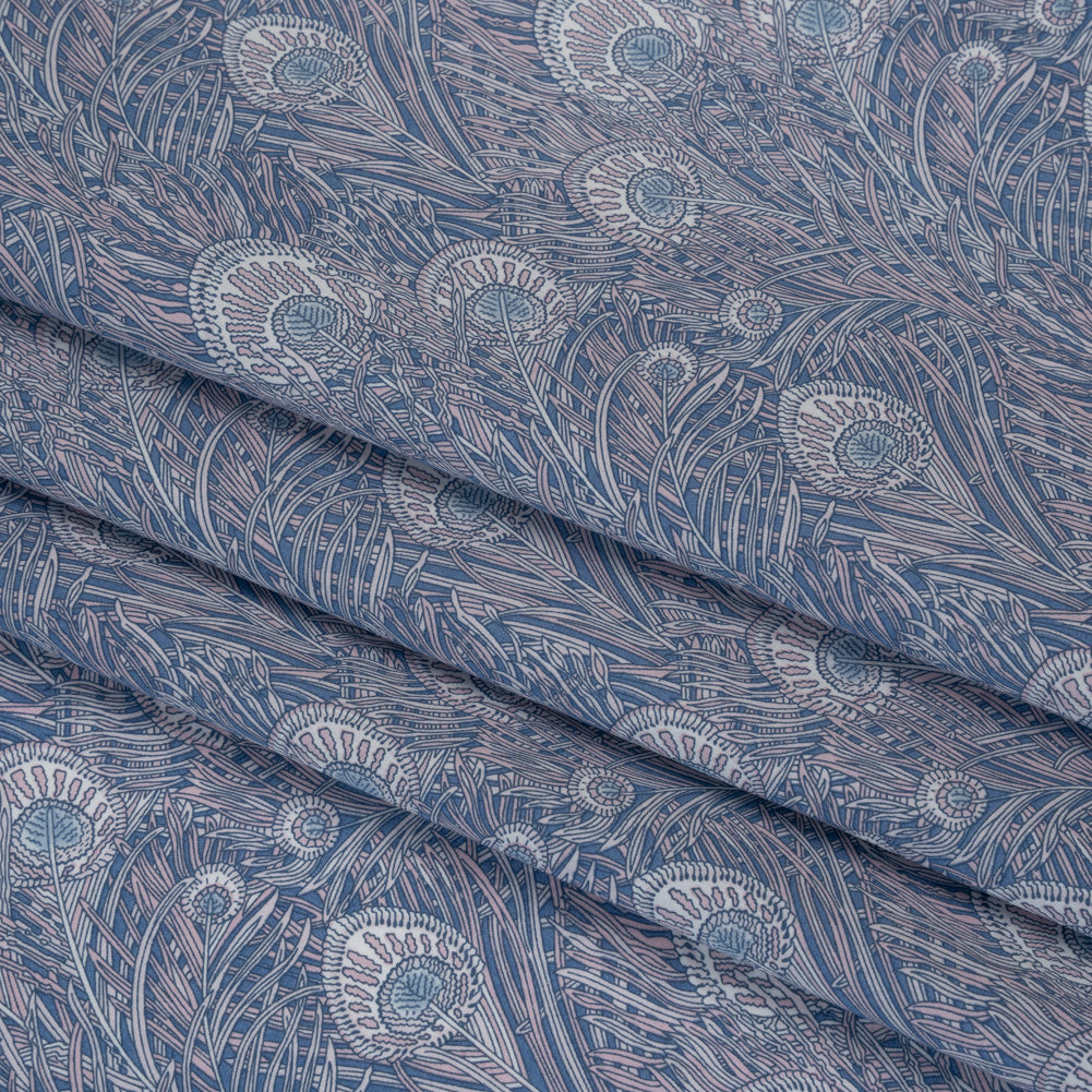 Liberty Fabrics Tana Lawn® - Queen Hera Multi Neutral - Gray and Blue Field of Feathers Liberty Fabrics Tana Lawn® - Queen Hera Multi Neutral - Gray and Blue Field of Feathers