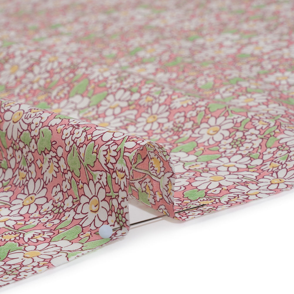 Liberty Fabrics Tana Lawn® - Alice W Pink - Baby Pink, Green and White Daisy Flowers Full Liberty Fabrics Tana Lawn® - Alice W Pink - Baby Pink, Green and White Daisy Flowers Full