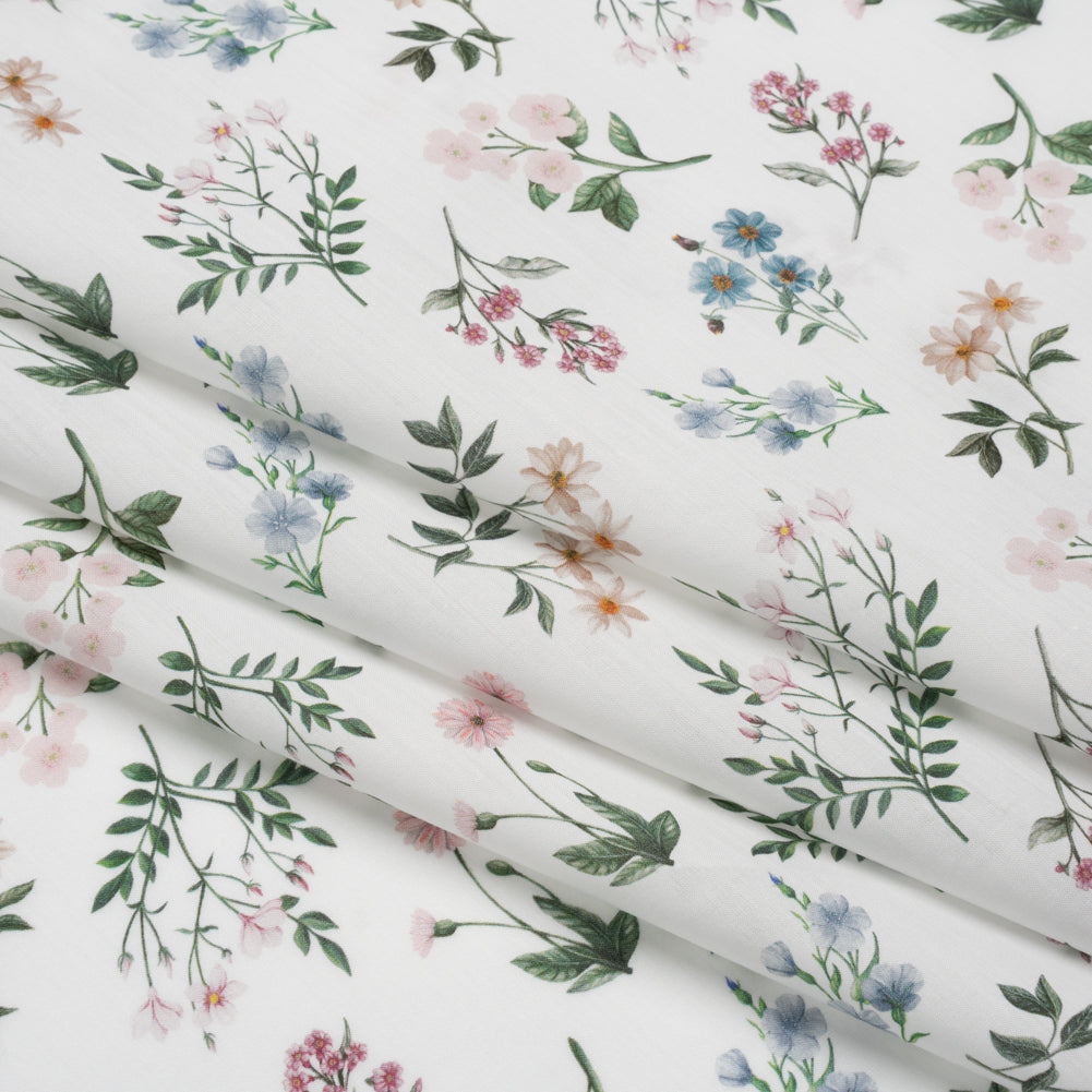 Liberty Fabrics Tana Lawn® - Annie Light Pink - Pink, White and Green Scattered Wildflowers - Detail Liberty Fabrics Tana Lawn® - Annie Light Pink - Pink, White and Green Scattered Wildflowers - Detail