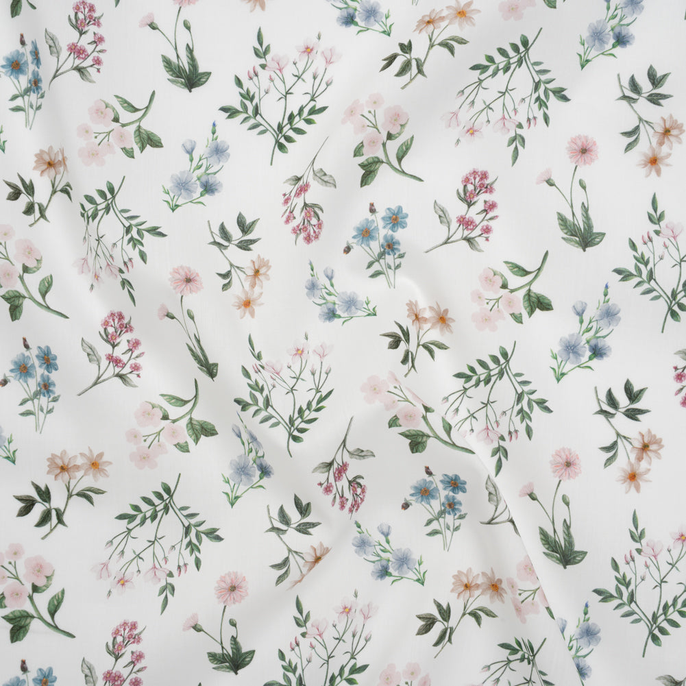 Liberty Fabrics Tana Lawn® - Annie Light Pink - Pink, White and Green Scattered Wildflowers - Drape Liberty Fabrics Tana Lawn® - Annie Light Pink - Pink, White and Green Scattered Wildflowers - Drape