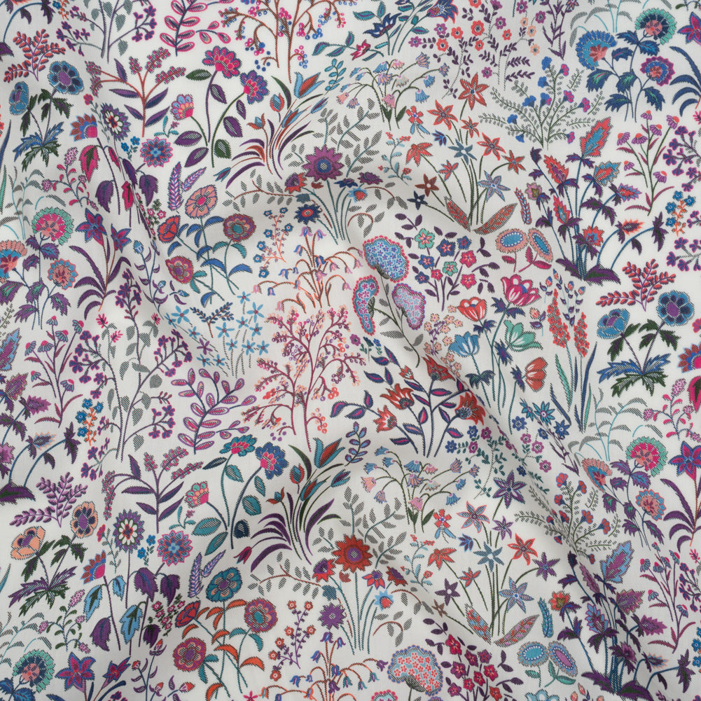 Liberty Fabrics Tana Lawn® - Shepherdly Song Purple - Purple, Blue and Pink Wildflowers Drape Liberty Fabrics Tana Lawn® - Shepherdly Song Purple - Purple, Blue and Pink Wildflowers Drape