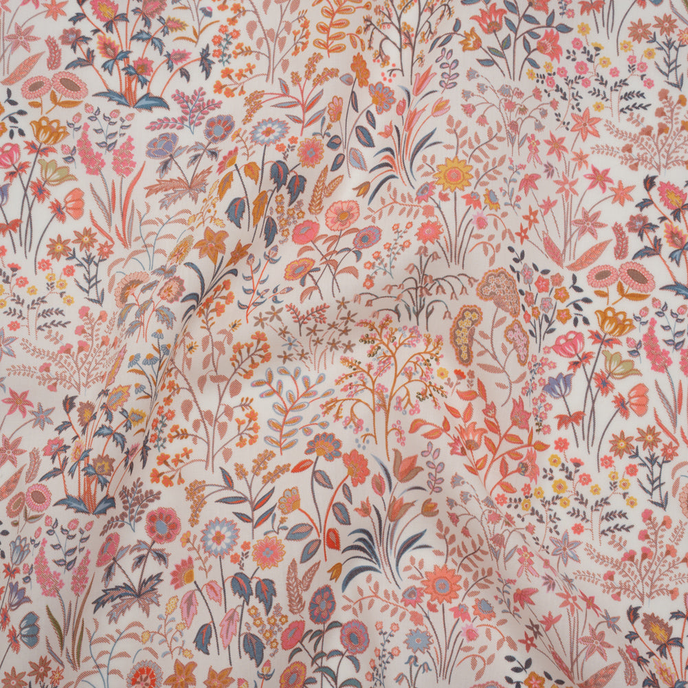 Liberty Fabrics Tana Lawn® - Shepherdly Song Pink - Pink, Peachy Orange and Blue-Gray Wildflowers - Drape Liberty Fabrics Tana Lawn® - Shepherdly Song Pink - Pink, Peachy Orange and Blue-Gray Wildflowers - Drape