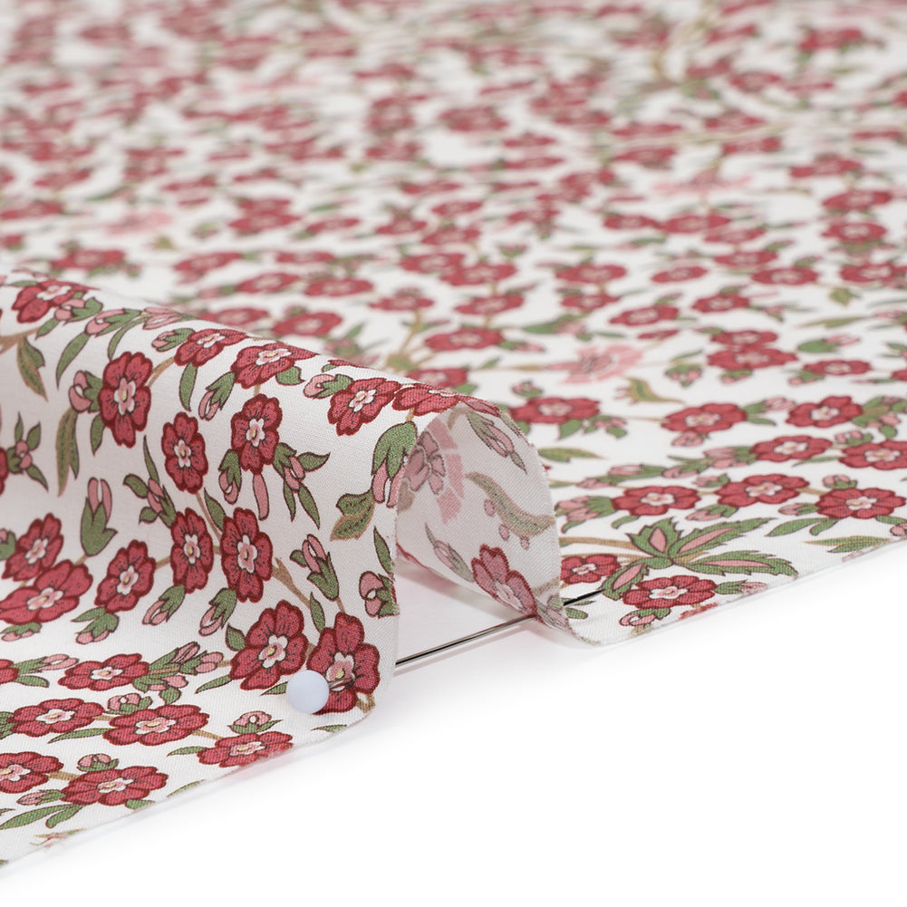 Liberty Fabrics Tana Lawn® - Empress Red - Red and Green Trailing Cherry Blossoms Full Liberty Fabrics Tana Lawn® - Empress Red - Red and Green Trailing Cherry Blossoms Full