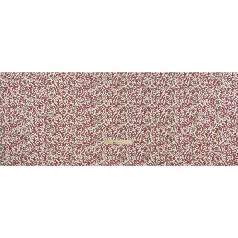 Liberty Fabrics Tana Lawn® - Empress Red - Red and Green Trailing Cherry Blossoms Liberty Fabrics Tana Lawn® - Empress Red - Red and Green Trailing Cherry Blossoms