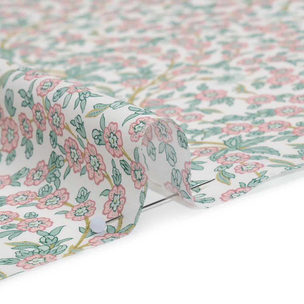 Liberty Fabrics Tana Lawn® - Empress Pink Light - Baby Pink and Mint Green Trailing Cherry Blossoms Liberty Fabrics Tana Lawn® - Empress Pink Light - Baby Pink and Mint Green Trailing Cherry Blossoms