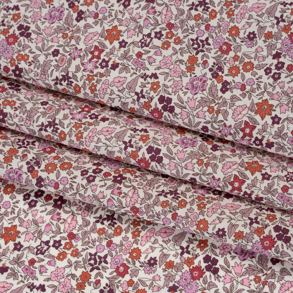 Liberty Fabrics Tana Lawn® - Ava Pink - Pink, Red and Burgundy Florals Detail Liberty Fabrics Tana Lawn® - Ava Pink - Pink, Red and Burgundy Florals Detail