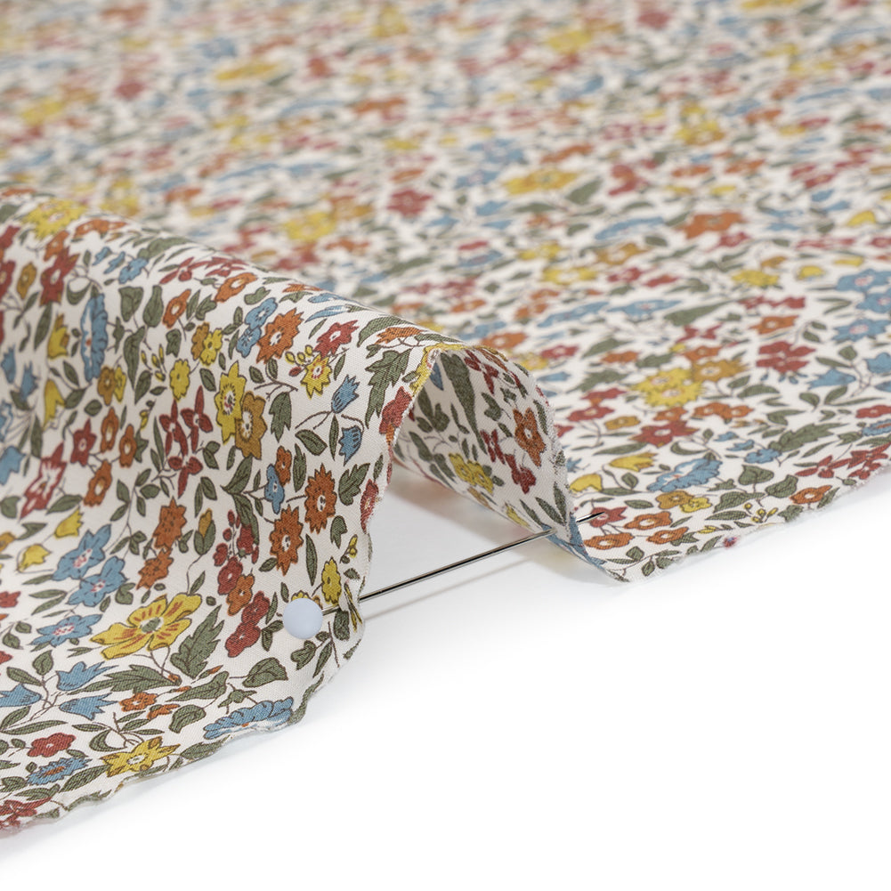 Liberty Fabrics Tana Lawn® - Ava Multi Neutral - Red, Light Blue and Yellow Florals - Full - Image 4 of 6 Liberty Fabrics Tana Lawn® - Ava Multi Neutral - Red, Light Blue and Yellow Florals - Full - Image 4 of 6