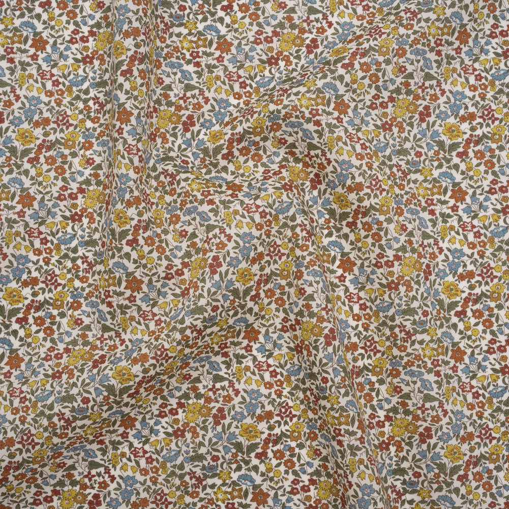 Liberty Fabrics Tana Lawn® - Ava Multi Neutral - Red, Light Blue and Yellow Florals - Drape Liberty Fabrics Tana Lawn® - Ava Multi Neutral - Red, Light Blue and Yellow Florals - Drape