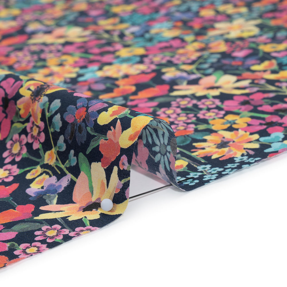 Liberty Fabrics Tana Lawn® - Dreams of Summer Dark Blue - Navy, Pink and Yellow Watercolor Floral Liberty Fabrics Tana Lawn® - Dreams of Summer Dark Blue - Navy, Pink and Yellow Watercolor Floral