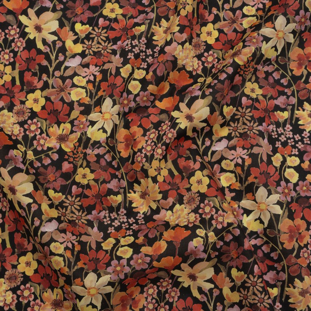 Liberty Fabrics Tana Lawn® - Dreams of Summer Orange - Brown, Orange and Red Watercolor Floral Liberty Fabrics Tana Lawn® - Dreams of Summer Orange - Brown, Orange and Red Watercolor Floral