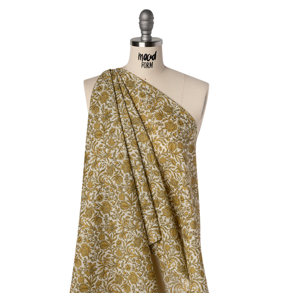 Liberty Fabrics Tana Lawn® - Sambourne Yellow - Golden Yellow and White Fancy Roses - Folded Liberty Fabrics Tana Lawn® - Sambourne Yellow - Golden Yellow and White Fancy Roses - Folded