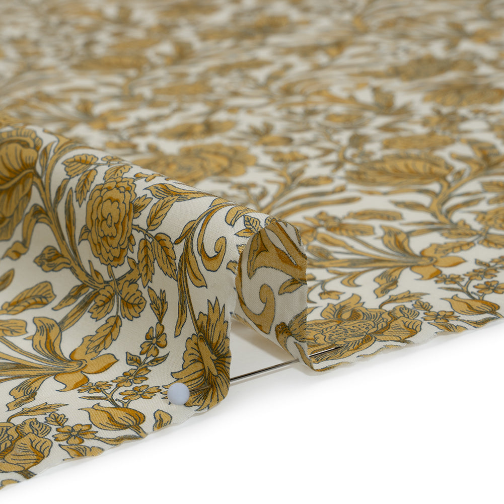 Liberty Fabrics Tana Lawn® - Sambourne Yellow - Golden Yellow and White Fancy Roses - Full Liberty Fabrics Tana Lawn® - Sambourne Yellow - Golden Yellow and White Fancy Roses - Full