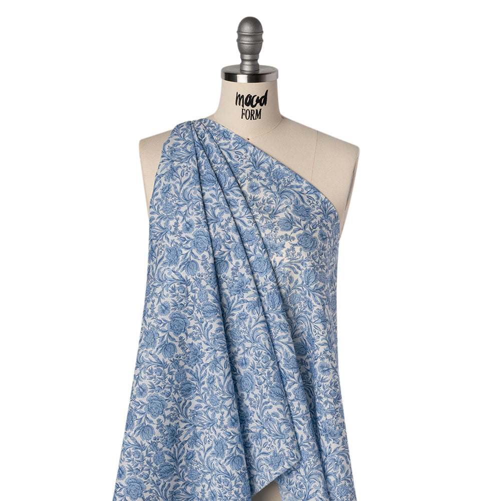 Liberty Fabrics Tana Lawn® - Sambourne Light Blue - Light Blue and White Fancy Roses Folded Liberty Fabrics Tana Lawn® - Sambourne Light Blue - Light Blue and White Fancy Roses Folded