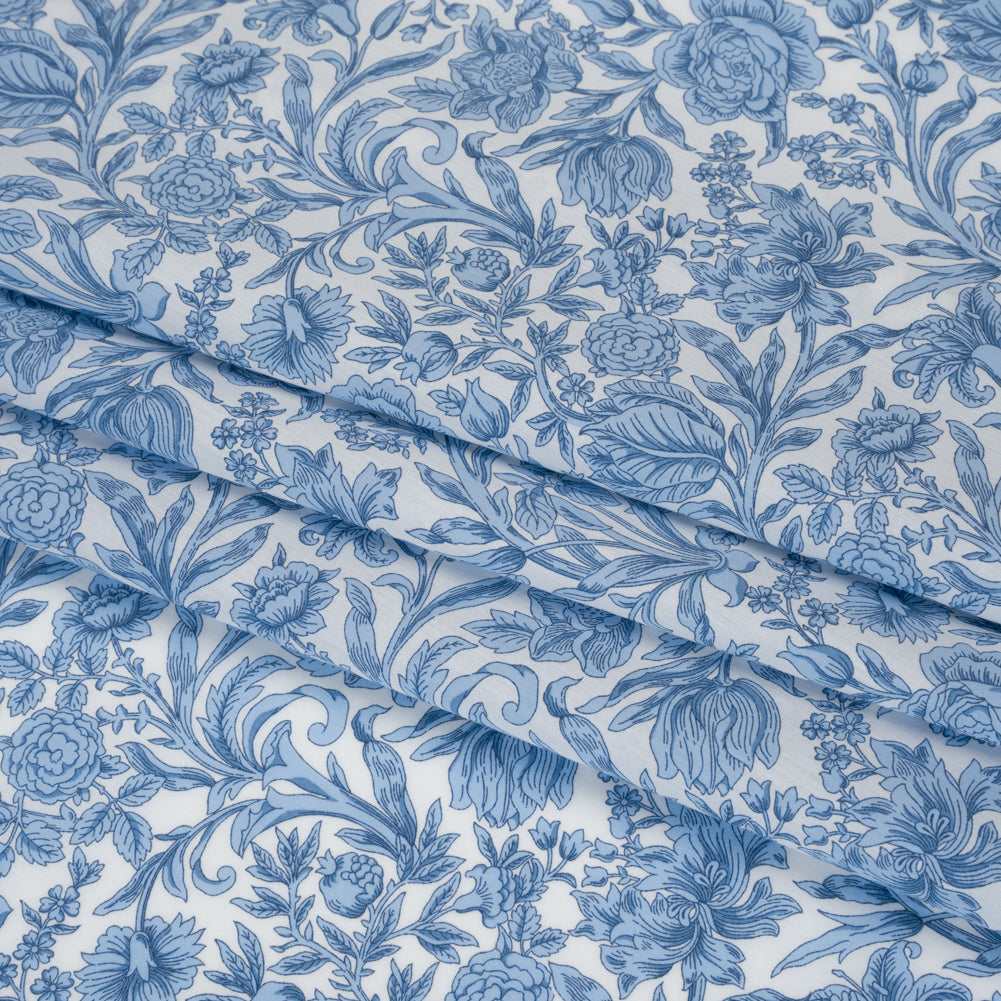 Liberty Fabrics Tana Lawn® - Sambourne Light Blue - Light Blue and White Fancy Roses Detail Liberty Fabrics Tana Lawn® - Sambourne Light Blue - Light Blue and White Fancy Roses Detail