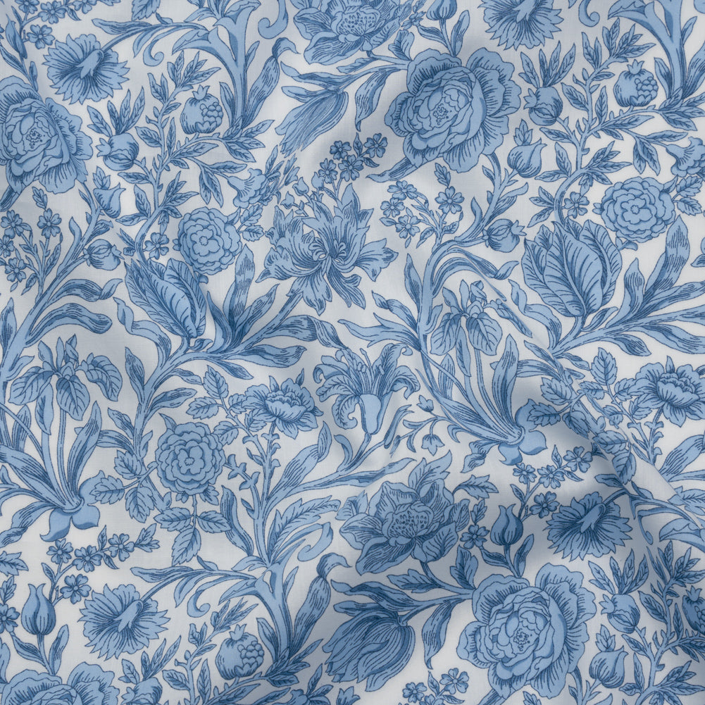 Liberty Fabrics Tana Lawn® - Sambourne Light Blue - Light Blue and White Fancy Roses Drape Liberty Fabrics Tana Lawn® - Sambourne Light Blue - Light Blue and White Fancy Roses Drape