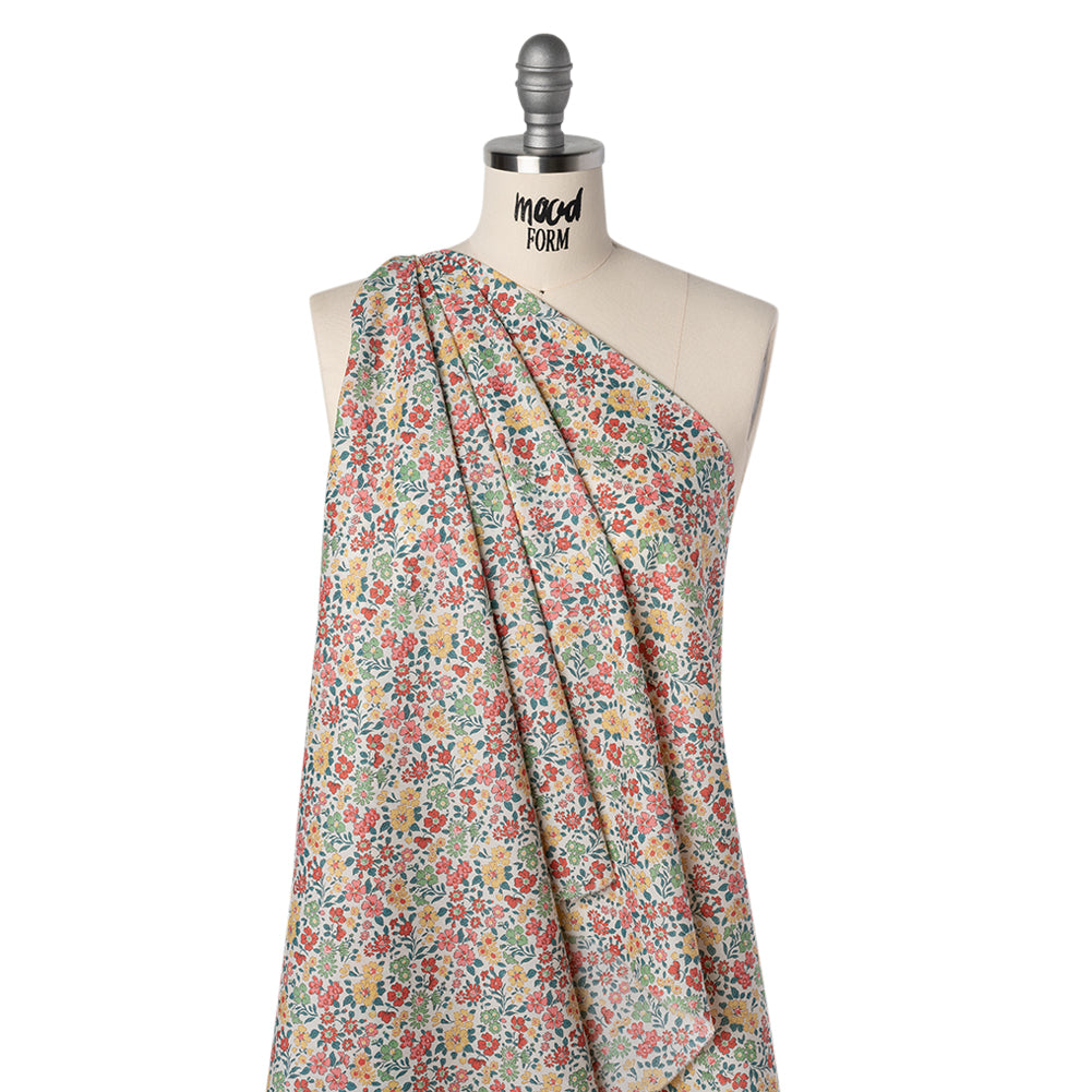 Liberty Fabrics Tana Lawn® - Annabella Multi Pastel - Red, Yellow and Blue Green Floral - Drape Liberty Fabrics Tana Lawn® - Annabella Multi Pastel - Red, Yellow and Blue Green Floral - Drape