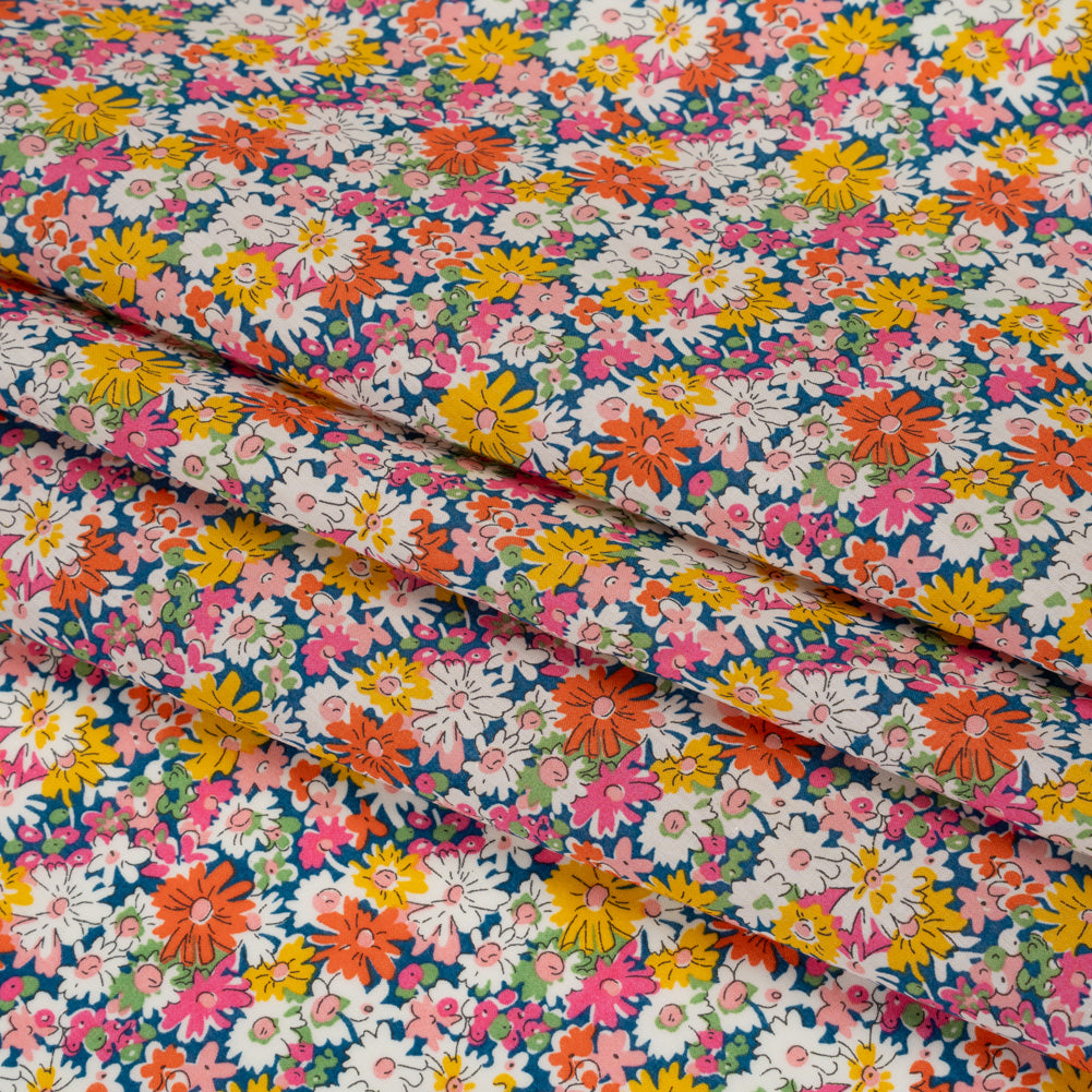 Liberty Fabrics Tana Lawn® - Libby Multi Bright - Pink, Yellow and Orange Field of Daisies - Folded Liberty Fabrics Tana Lawn® - Libby Multi Bright - Pink, Yellow and Orange Field of Daisies - Folded